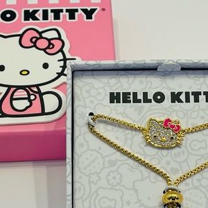 Hello Kitty Gold Flash Plated Rhinestone Bracelet